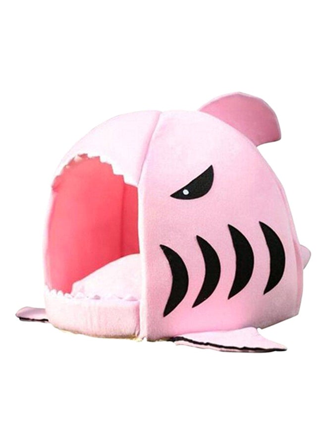Shark Mouth Shaped Waterproof Warm Plush Pet House Pink Smallyard - Image 2